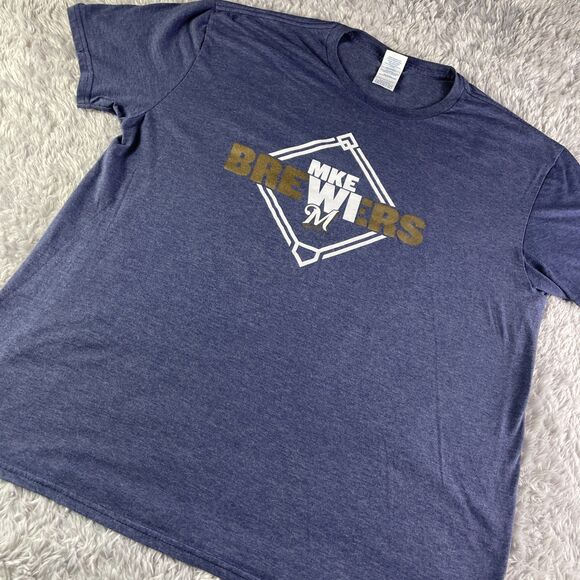 Milwaukee Brewers Shirt Mens Extra Large Blue Short Sleeve Tee MKE WI MLB SGA - Picture 1 of 8